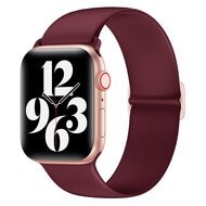 Elastische Solo Loop bandje - Wijnrood - Geschikt voor Apple Watch 38mm / 40mm / 41mm