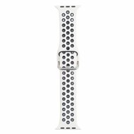 Siliconen sportband met gesp - Crème wit + Zwart - Geschikt voor Apple Watch 38mm / 40mm / 41mm