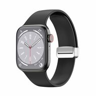 Siliconen bandje - Folding Buckle - Zwart - Geschikt voor Apple Watch 42mm / 44mm / 45mm / 49mm