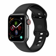 Siliconen sportbandje - Zwart - Maat: S/M - Geschikt voor Apple Watch 42mm / 44mm / 45mm / 49mm