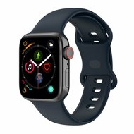 Siliconen sportbandje - Donkerblauw - Maat: S/M - Geschikt voor Apple Watch 42mm / 44mm / 45mm / 49mm