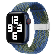 Braided nylon bandje - Blauw / Groen - Geschikt voor Apple Watch 42mm / 44mm / 45mm / 49mm