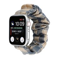 Elastisch scrunchie nylon bandje - Khaki / Donkerblauw - Geschikt voor Apple Watch 42mm / 44mm / 45mm / 49mm