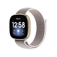 Fitbit Versa 3 & Sense 1 - Sport loop nylon bandje - Wit / grijs