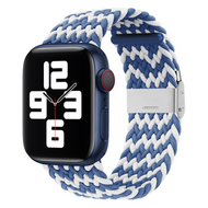 Braided nylon bandje - Blauw / Wit - Geschikt voor Apple Watch 42mm / 44mm / 45mm / 49mm