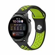 Sport Edition siliconen band - Zwart + groen - Huawei Watch GT 2 / GT 3 / GT 4 - 46mm