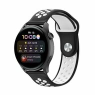 Sport Edition siliconen band - Zwart + wit - Huawei Watch GT 2 / GT 3 / GT 4 - 46mm
