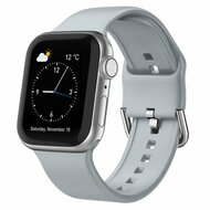 Soft siliconen bandje met gespsluiting - Grijs - Geschikt voor Apple Watch 42mm / 44mm / 45mm / 49mm