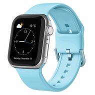 Soft siliconen bandje met gespsluiting - Lichtblauw - Geschikt voor Apple Watch 42mm / 44mm / 45mm / 49mm