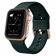 Soft siliconen bandje met gespsluiting - Donkergroen - Geschikt voor Apple Watch 42mm / 44mm / 45mm / 49mm