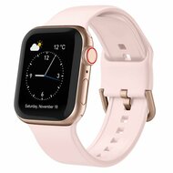 Soft siliconen bandje met gespsluiting - Lichtroze - Geschikt voor Apple Watch 38mm / 40mm / 41mm