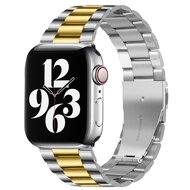 Stalen schakelband - Zilver met goud - Geschikt voor Apple watch 42mm / 44mm / 45mm / 49mm